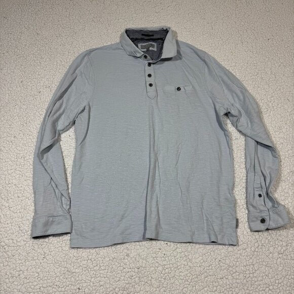 Ted Baker Mens Blue Long Sleeve Collared Pullover Shirt Quarter Button Size XL - Picture 1 of 4